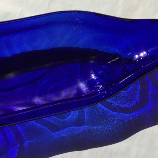 Recycled wine bottle olive dish. A fused glass olive dish made from a recycled wine bottle 3