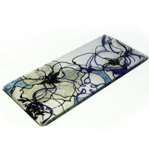 Fused glass spoon rest in clematis design