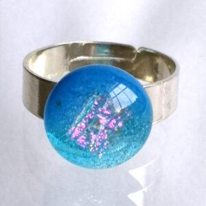 Sea blue fused glass ring