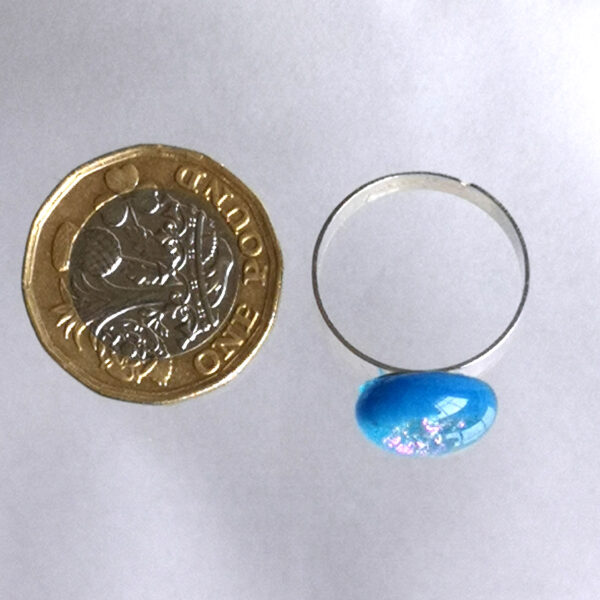 Sea blue fused glass ring 3